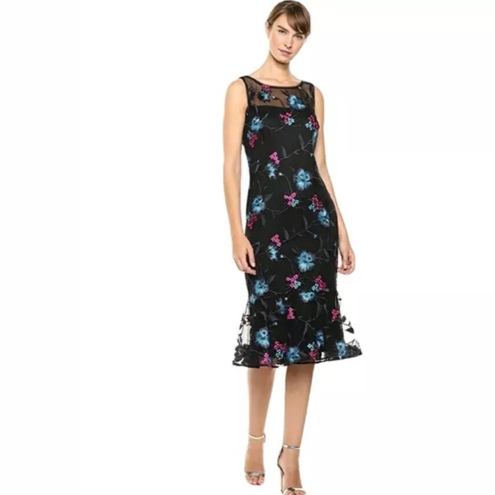 Calvin Klein Black Floral Midi Dress